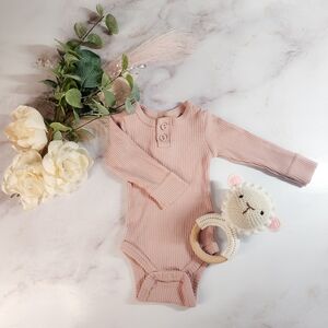 Jamie Kay Dusty Pink Ribbed Baby Girl Bodysuit, Size 0-3 Mo